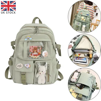 £12.59 • Buy Teens School Backpack Kawaii Cute Bear College Travel Casual Bag For Girls Green