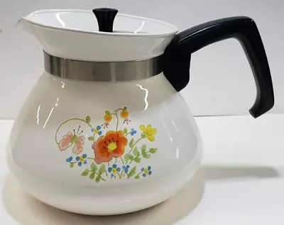 Vintage Corning Ware Wildflower 6 Cup Teapot Metal Lid P-104 • £43.42