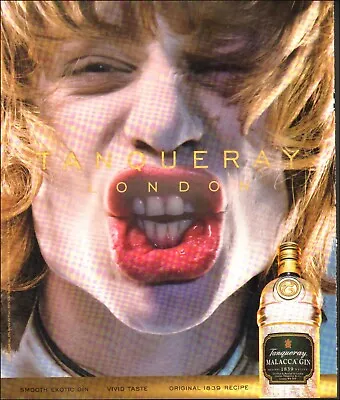 1999 Print Ad For Tanqueray London Gin Retro Guy Red Lips 07/10/22 • £6.23