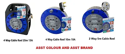 2-4way 5m/10m/25m Cable Extension Reel Lead Mains Socket Electrical Outdoor Blu • £11.99
