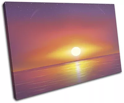 Vector Sunset Sea Ocean Landscapes SINGLE CANVAS WALL ART Picture Print VA • $74.99