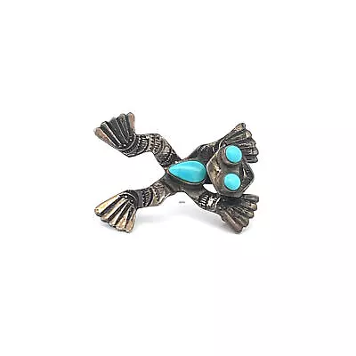 Sterling Silver Southwestern Vintage Turquoise Frog Pin/Brooch *33 • $59.95