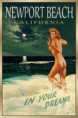 Newport Beach California Original New Poster Marilyn Monroe Pin Up Art Print 171 • $39.50