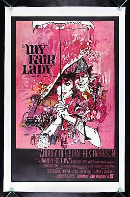 MY FAIR LADY * CineMasterpieces 1964 AUDREY HEPBURN ORIGINAL MOVIE POSTER PINK • $1295