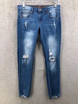 VIP Jeans Skinny Distressed Ripped Women’s 9/10 Juniors Stretch Blue Denim 7246 • $20.36