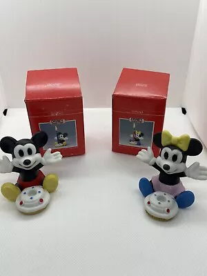 RARE Schmid Minnie And Mickey Candle Holder Ceramic Set Disney Birthday Cake Top • $50