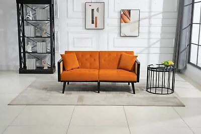 Velvet Sofa Accent Sofa Loveseat Sofa With Metal Feet Sofa Bed With 2 Pillows • $314.59