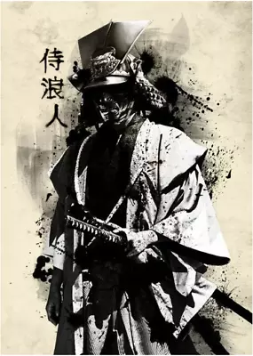 Japanese Samurai Warrior Print SINGLE CANVAS WALL ART Picture Unframed 21cmx30cm • £13.49