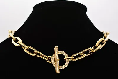 Michael Kors Cityscape Collar Necklace Toggle Choker Gold Chain Signed Bin7A • $159.99