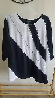 Fancy Black/white Maggie Barnes Blouse W/ Zebra Sequins Size 3X • $20