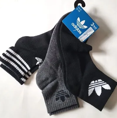 ADIDAS Originals 3pk Quarter Socks 3-pack Sport Ankle Socks Trefoil Logo Black W • $15.89