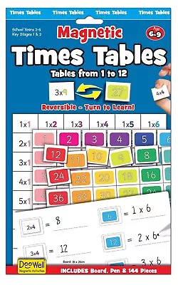 Magnetic Times Tables Set - Children's Multiplication Magnets Kit And Board • $20.47