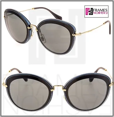 MIU MIU NOIR 50R Black Blue Gold Sunglasses Cat Eye Women MU50RS Oversized • $149.04