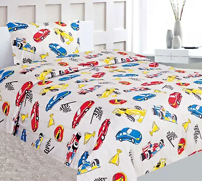 3/4 Piece TWIN/FULL Kids/Teens Fitted Flat SHEET Pillow Cases Set Red Car • $16.15