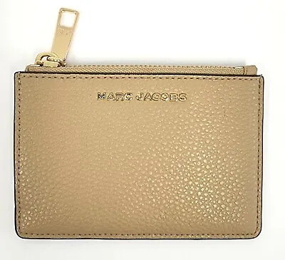 Marc Jacobs The Simple Top Zip Leather Wallet Card Holder Case Coin Purse Tan • £57
