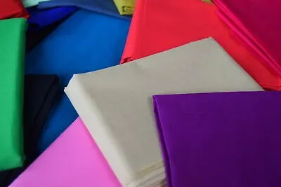 AEL 100% Cotton Fabric Sheeting Plain Solid Colours Per Metre Fat Quarters • £3.65