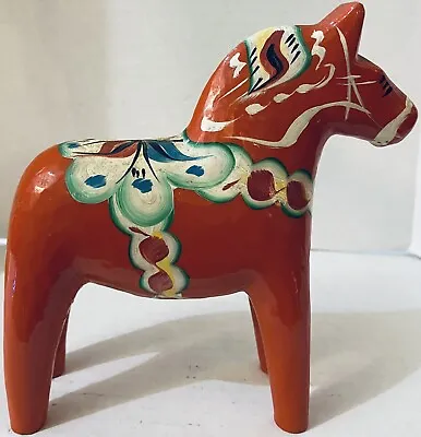 Vintage Dala Horse Swedish Hand Carved & Painted-Marked OlssonSweden • $100