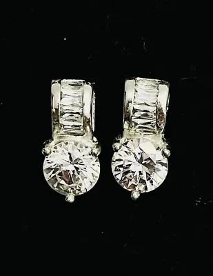2 Carat CZ Earrings Cubic Zirconium Brilliant Cut Women Bling Jewelry • $10