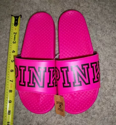 Victorias Secret Slides Hot Pink Logo Small 5/6 New • $29.99