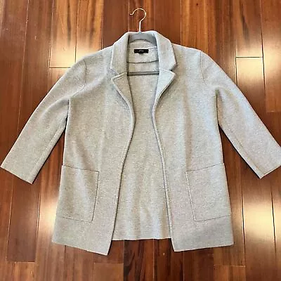 J.Crew Light Gray Merino Wool Sweater Open Front Pockets Blazer Shacket Size XXS • $42