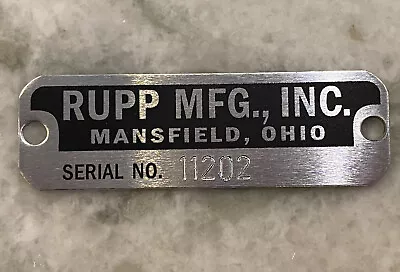 Vintage Rupp Mini Bike Serial Number Plate ID Tag  Custom Engraved  • $60.68