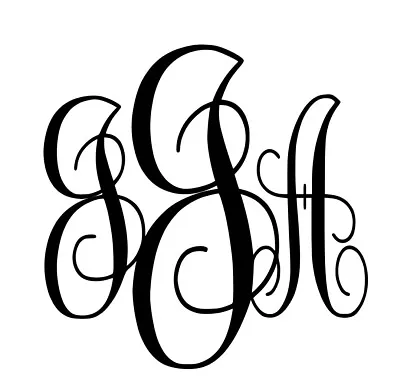 MONOGRAM - PERSONALIZED - Vinyl Decal Sticker - FREE SHIP - Black SCRIPT - 5”!! • $7