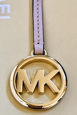 Michael Kors MK Logo Gold Charm / Ballet Pink Saffiano Leather Handbag Tag Fob • $25.49