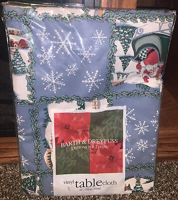 Barth & Dreyfuss CHRISTMAS Vinyl Tablecloth Flannel-Back 60” Round NEW • $14.75