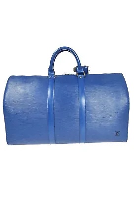 LOUIS VUITTON Keepall 55 Travel Hand Bag Epi Leather Blue M42955 France 89MQ629 • $550
