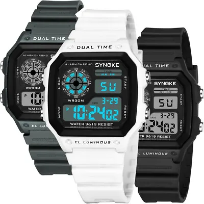 Mens Womens Military Sports Watch LED Screen Digital Face Waterproof Wristwatch • $7.24