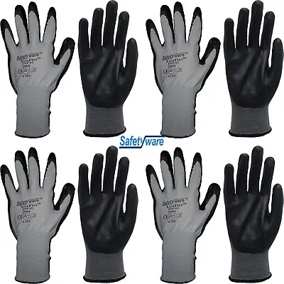 4 Pair Safetyware XtraFlex Nitrile Grip Safety Work Gloves Gardening Mechanic • $19.99