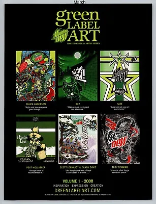 Mountain Dew Green Label Art Volume 1 Promo 2008 Full Page Print Ad • $11.99