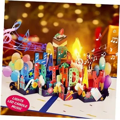 Birthday Card 3D Lights And Music Pop Up Birthday Card With Blowable LED  • $21.21
