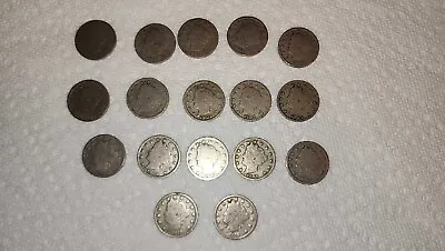 $6.99 • Buy Liberty V Nickel - Lot Of 17  Barber 5 Cent Coins - Different Dates - Circulated