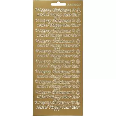 £2.29 • Buy Gold Self Adhesive Merry Christmas Happy New Year Peel Off Stickers Sheet Crafts