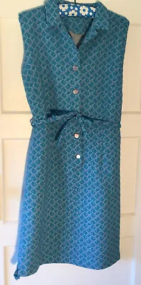 £16 • Buy Vintage Retro 1960s Blue Flower Mod Dress 14 Handmade Original L Manmade Fabric