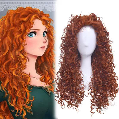 Brave Princess Merida Long Curly Wavy Wave Orange Cosplay Wigs • $23.99