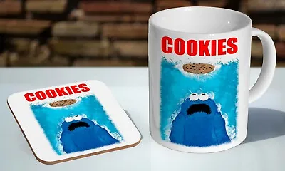 £9.85 • Buy Cookie Monster Jaws Funny 11oz Tea / Coffee Mug Coaster Gift Set