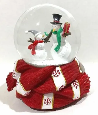 Jingles & Joy SNOWMAN Red Sweater Wrapped Christmas Musical Snow Globe New NWT • $49.99
