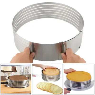 Stainless Steel Cake Layer Slicer Ring Mold Adjustable Mousse DIY Round Cutt New • £8.21