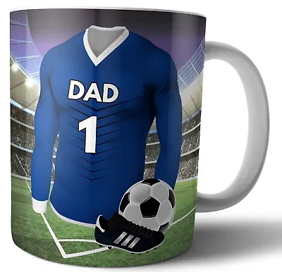 Dad Birthday Or Fathers Day Gift Football Mug - Blue & White Team Colours • £12.95