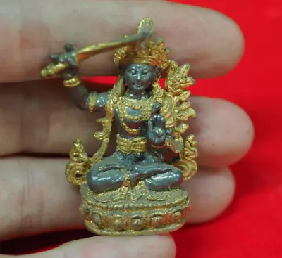 Amazing Buddhism Bronze Gilt Wenshu Manjusri Goddess Hold Sword Buddha Statue • $75