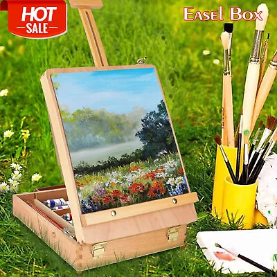 Painting Wooden Table Box Easel Wood Table Sketch Box Easels Portable Art Easel • £20.34