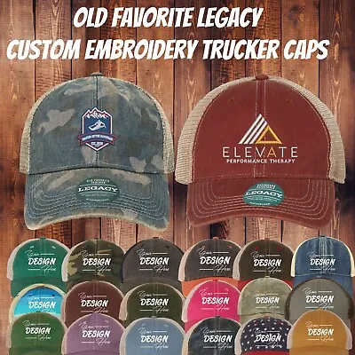 Ink Stitch Legacy Custom Logo Texts Stitching Logo Texts Old Trucker Caps • $29.99