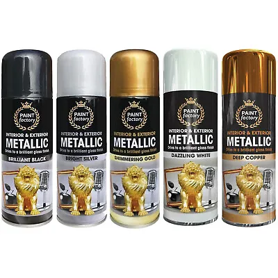 Metallic Spray Paint Aerosol Gold Silver Copper Grey Wood Metal Plastic 200ml • £4.99