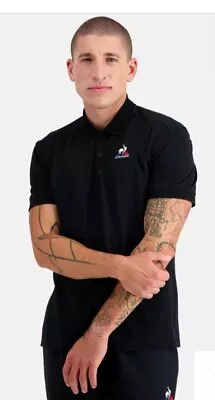 BNWT Mens French Le Coq Sportif Black ShortSleeve Polo Shirt -Size Medium £60 • £25