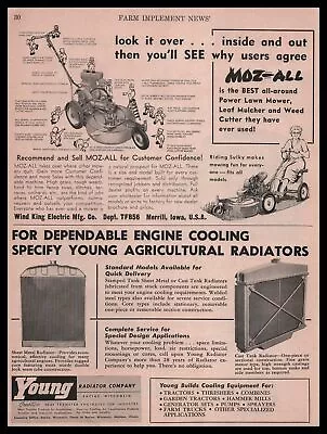 1956 Wind King Electric Merrill Iowa  Moz-All  Lawn Mower Sulky Vintage Print Ad • $17.95