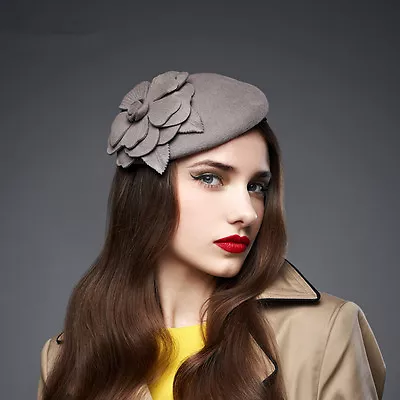 $31.89 • Buy Flower Womens Dress Vintage Fascinator Wool Pillbox Hat Party Wedding A083