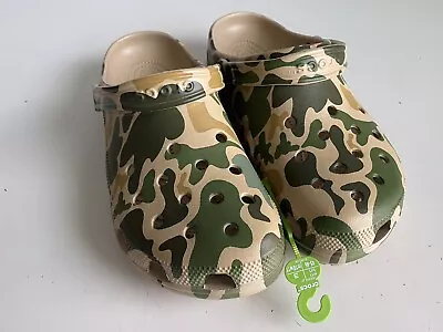 Crocs CLASSIC Army PRINTED Clogs Unisex Camo Chai Tan 206454-2Y6 Men’s Sz 11 NEW • $40.50