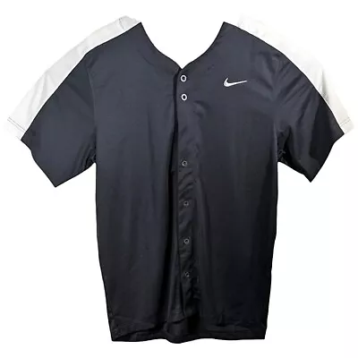 Nike Baseball Softball Practice Shirt Jersey Mens Large Placket Black Pullover • $22.08